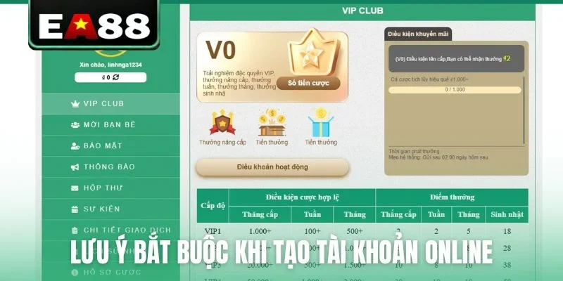 Lưu ý bắt buộc khi tạo tài khoản online